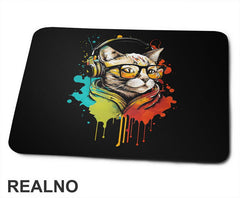 Mačka Sa Slušalicama - Mačke - Cat - Podloga za miš