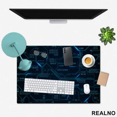 Blue Binary Code - Engineer - Podmetač za sto