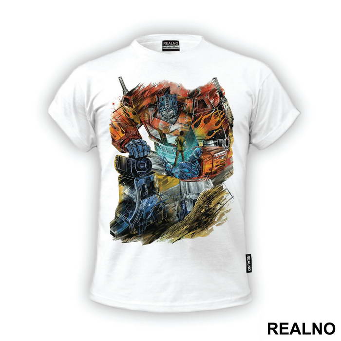 Optimus Prime Holding A Human - Transformers