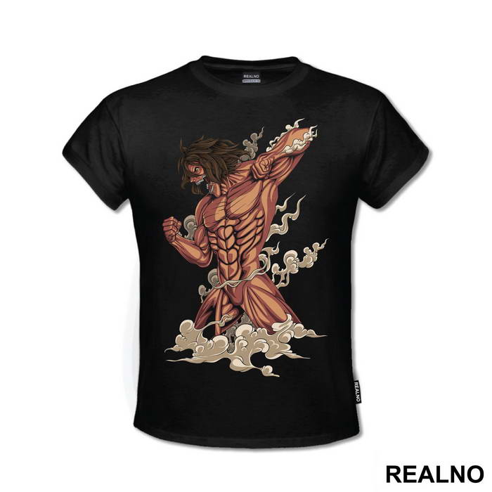 Eren In Titan Form With Smoke - Attack On Titan
