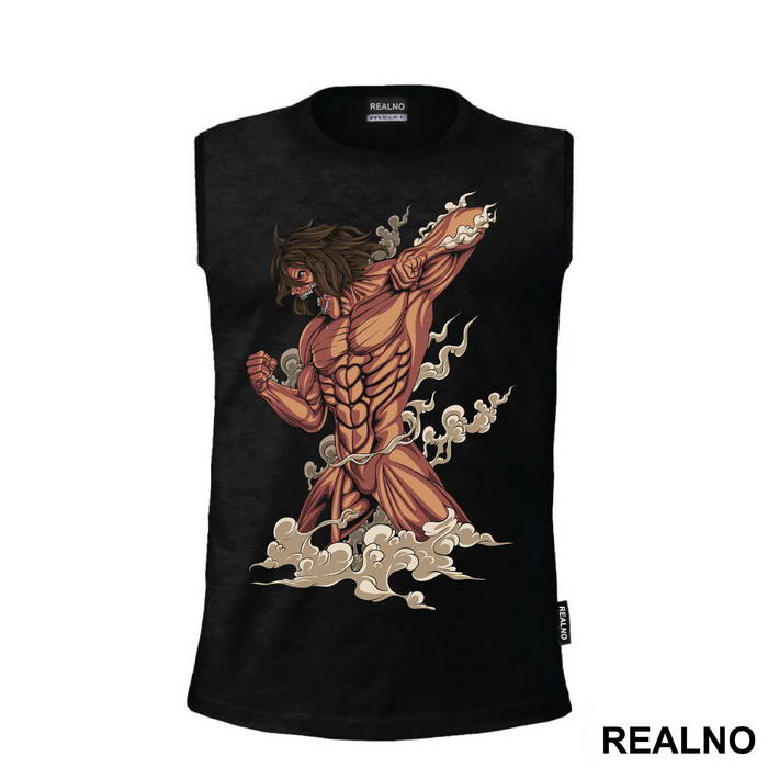Eren In Titan Form With Smoke - Attack On Titan