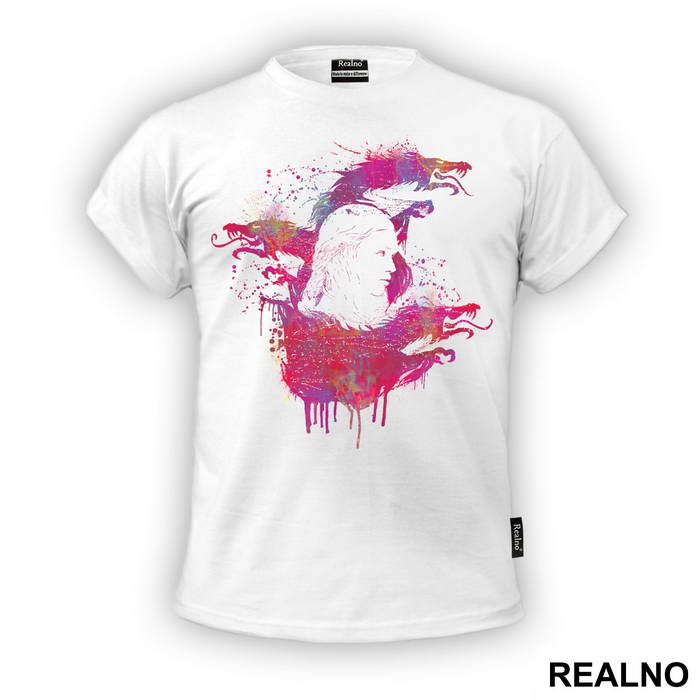 Khaleesi And The Dragons Pink Color Splash - House Targaryen - Game Of Thrones - GOT - Majica