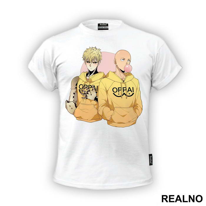 Saitama And Genos Oppai Hoodie - One Punch Man - Majica