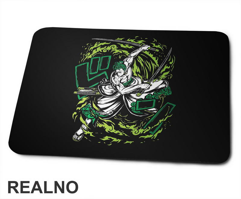 Green Fire - Zoro - One Piece - Podloga za miš
