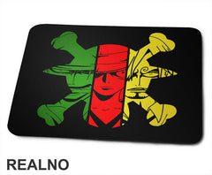 Zoro, Luffy, Sanji - Colorfull Skull - One Piece - Podloga za miš