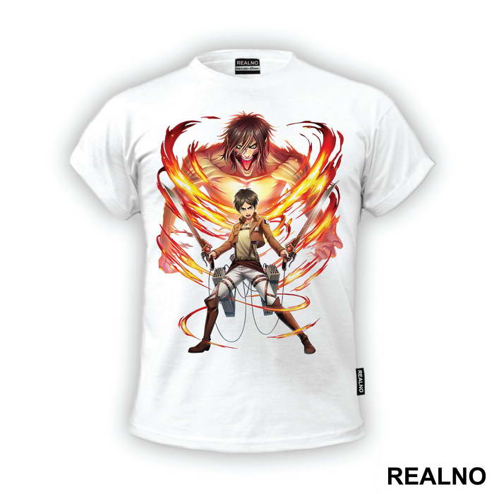 Eren And His Titan Form In Fire - Attack On Titan