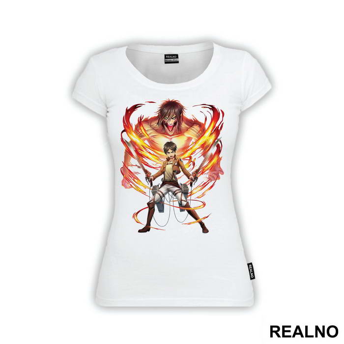 Eren And His Titan Form In Fire - Attack On Titan