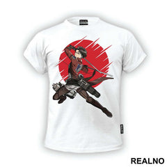 Levi In Front Of The Red Moon - Attack On Titan
