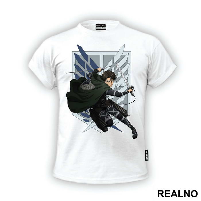 Levi In-Front Of The The Survey Corps Logo - Attack On Titan