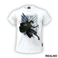 Levi In-Front Of The The Survey Corps Logo - Attack On Titan