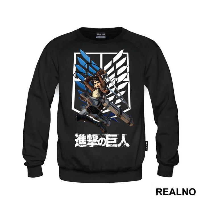 Eren Jumping With His Swords - Attack On Titan
