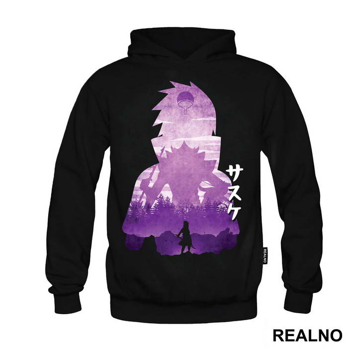 Sasuke Name Purple Silhouette - Naruto