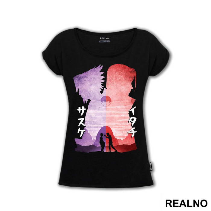 Sasuke And Itachi Names Silhouette - Naruto