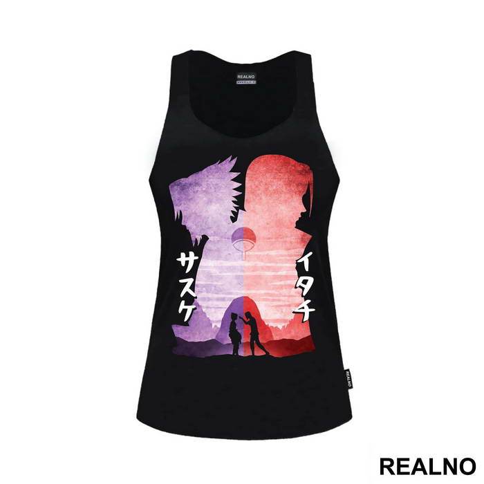 Sasuke And Itachi Names Silhouette - Naruto