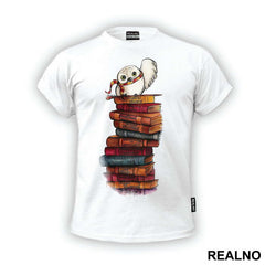 Owl On A Stack Of Books - Harry Potter