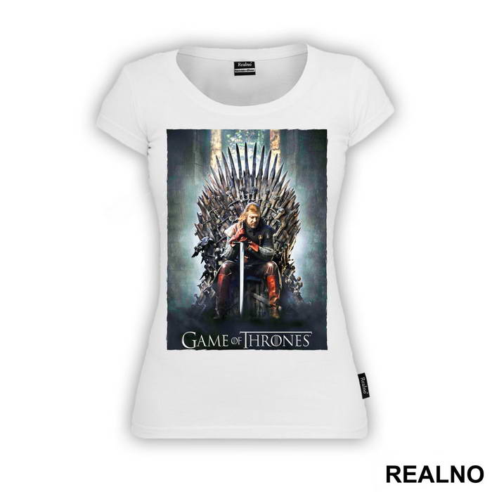 Ned Stark On The Iron Throne, Color - House Stark - Game Of Thrones - GOT - Majica