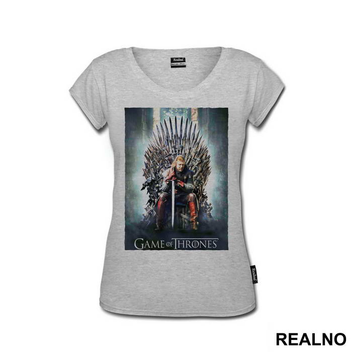 Ned Stark On The Iron Throne, Color - House Stark - Game Of Thrones - GOT - Majica
