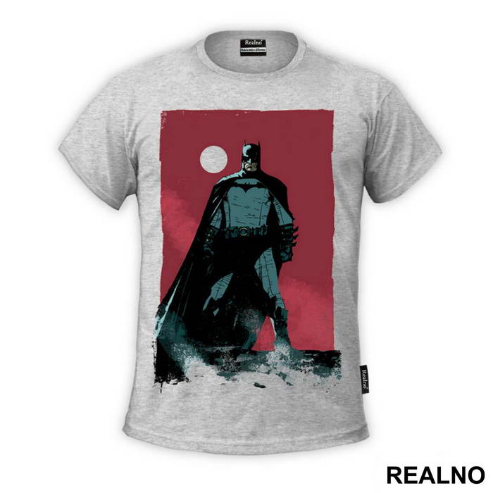 Red Background And The Moon - Batman - Majica