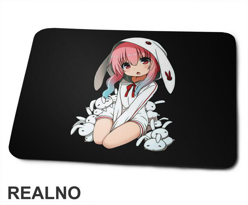 Cute Anime Girl With Rabbits - Anime - Podloga za miš