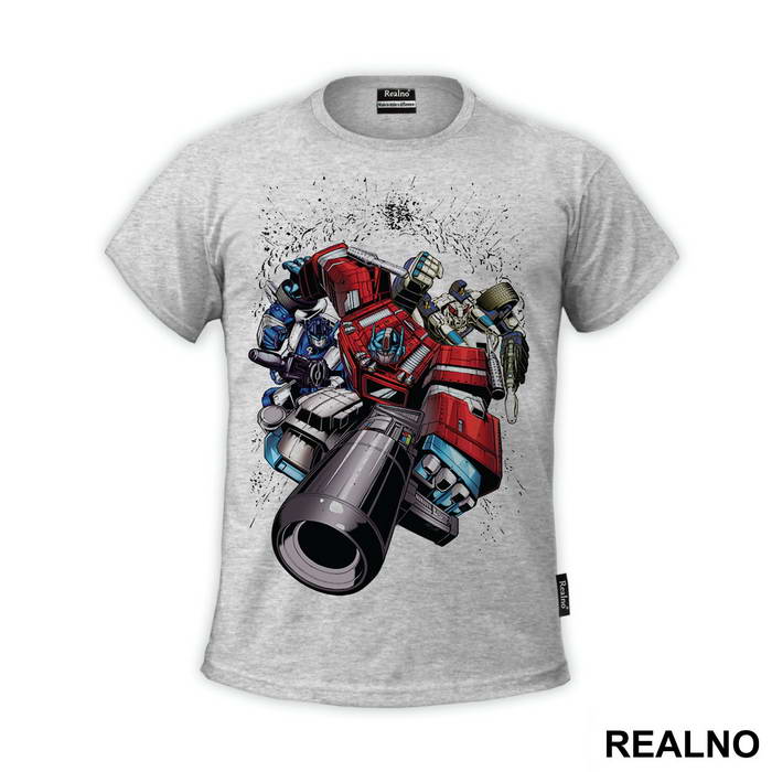 Optimus Prime With A Gun And Group - Transformers - Majica
