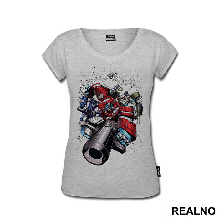 Optimus Prime With A Gun And Group - Transformers - Majica