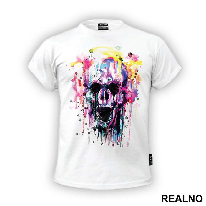 Water Color Splashing Skull - Art - Majica