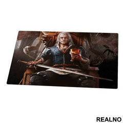 Geralt Sitting On A Throne With A Cup - The Witcher - Podmetač za sto