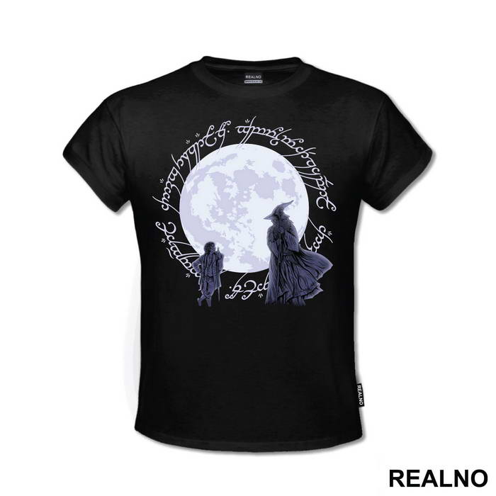 Bilbo Baggins And Gandalf Infront Of The Moon - Lord Of The Rings - LOTR