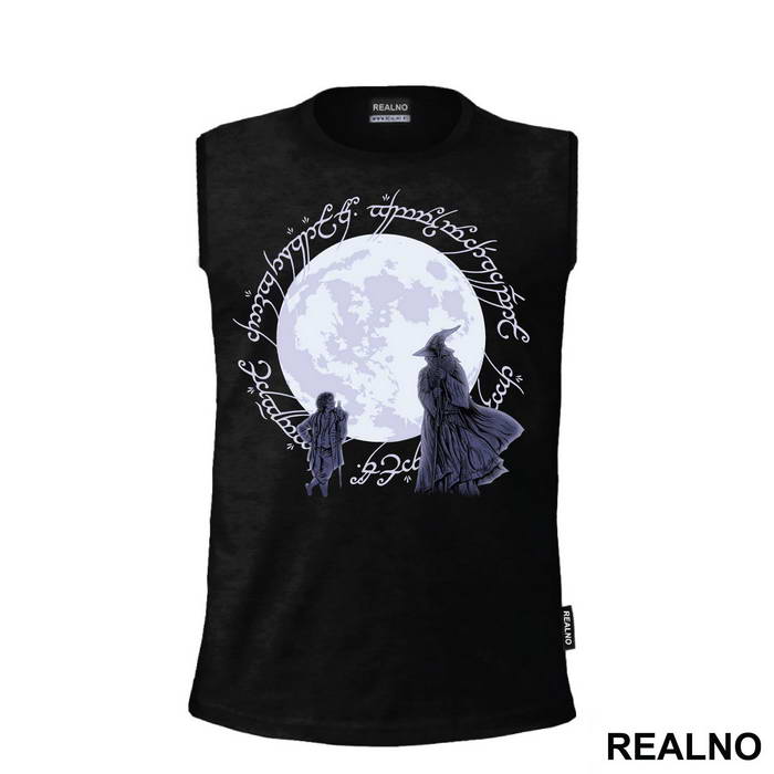 Bilbo Baggins And Gandalf Infront Of The Moon - Lord Of The Rings - LOTR