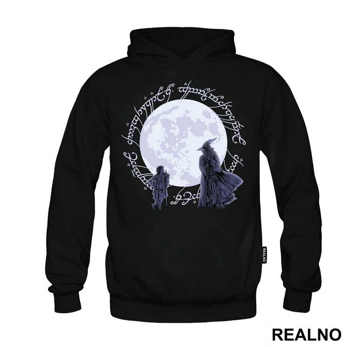 Bilbo Baggins And Gandalf Infront Of The Moon - Lord Of The Rings - LOTR