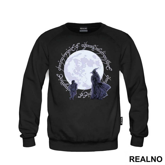 Bilbo Baggins And Gandalf Infront Of The Moon - Lord Of The Rings - LOTR