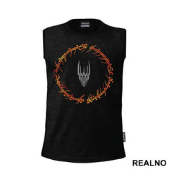 Sauron Head Surrounded By Flaming Text - Lord Of The Rings - LOTR