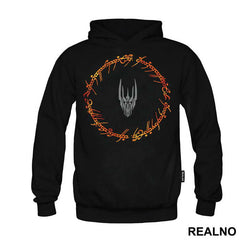Sauron Head Surrounded By Flaming Text - Lord Of The Rings - LOTR