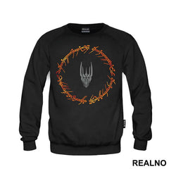 Sauron Head Surrounded By Flaming Text - Lord Of The Rings - LOTR