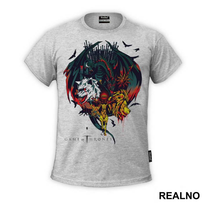 House Sigils: Dragon, Lion, Stag, Dire Wolf, Sun Spear - Game Of Thrones - GOT - Majica