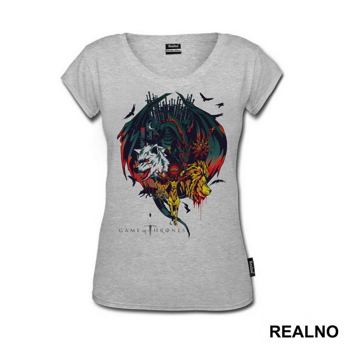 House Sigils: Dragon, Lion, Stag, Dire Wolf, Sun Spear - Game Of Thrones - GOT - Majica