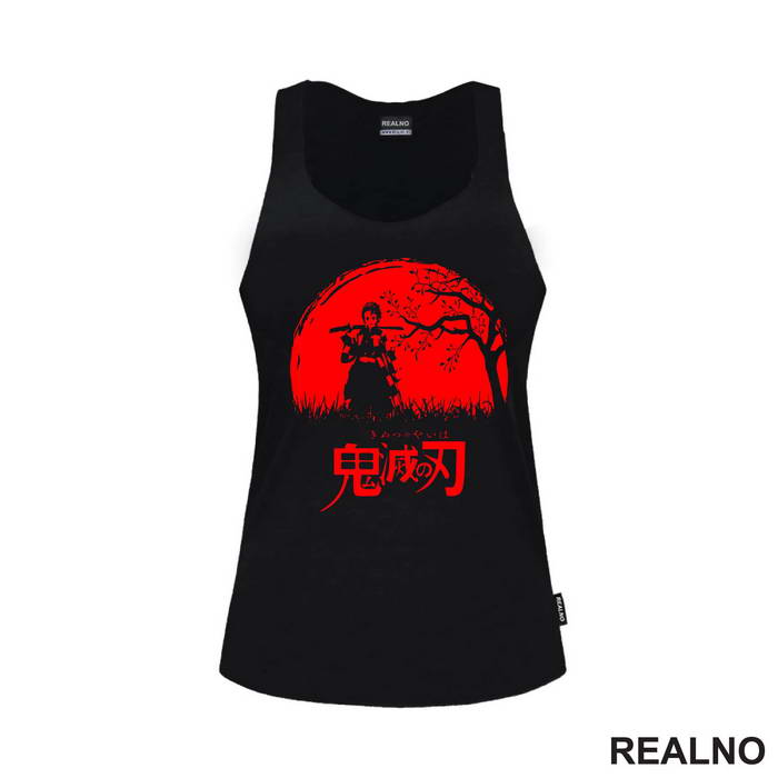 Tanjiro - Red Moon And Tree - Demon Slayer