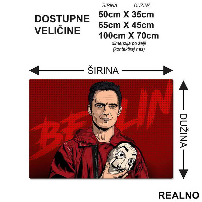 Berlin Face - La Casa de Papel - Money Heist - Podmetač za sto