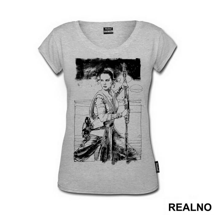 Rey - Black Drawing - Star Wars - Majica