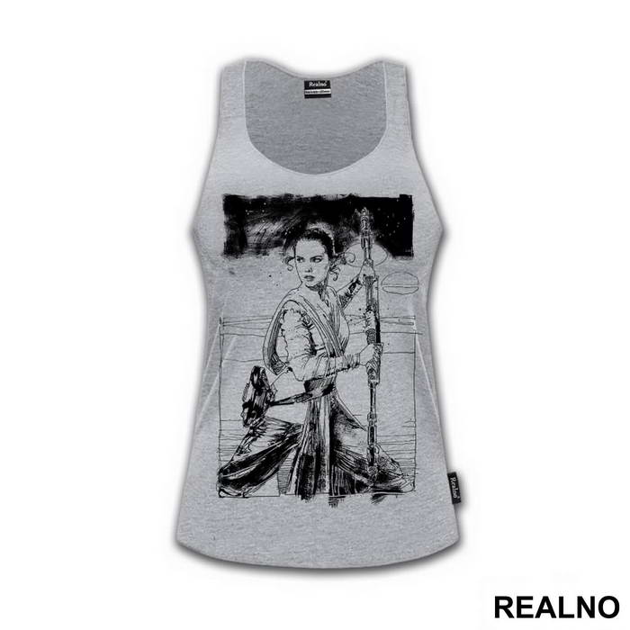 Rey - Black Drawing - Star Wars - Majica