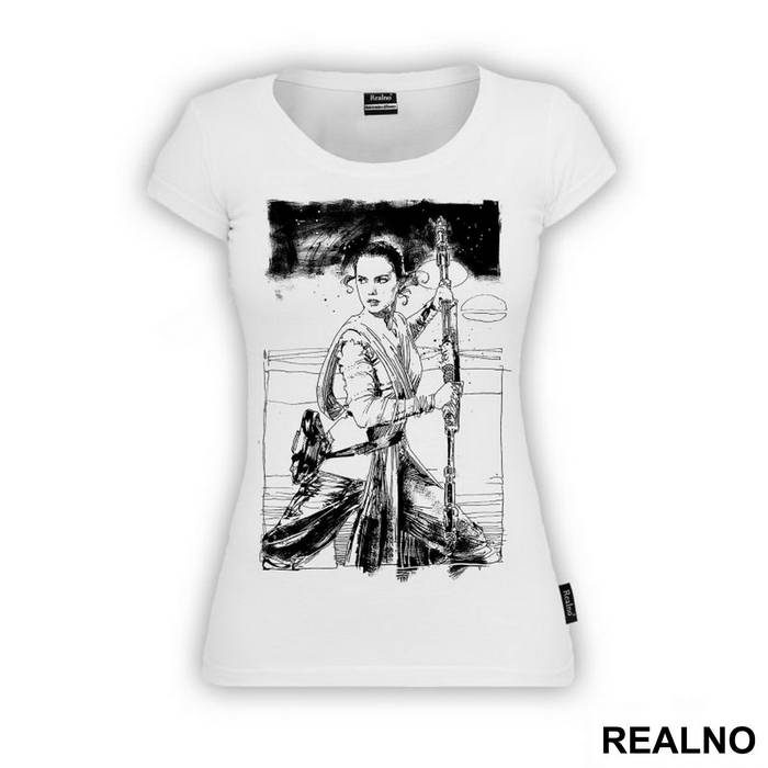 Rey - Black Drawing - Star Wars - Majica