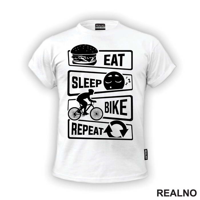 Eat, Sleep, Repeat - Simple - Bickilovi - Bike - Majica