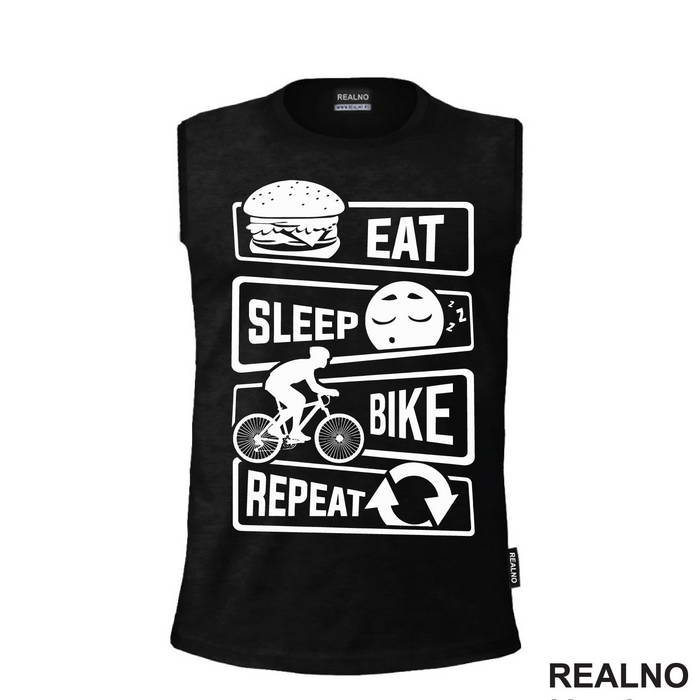 Eat, Sleep, Repeat - Simple - Bickilovi - Bike - Majica