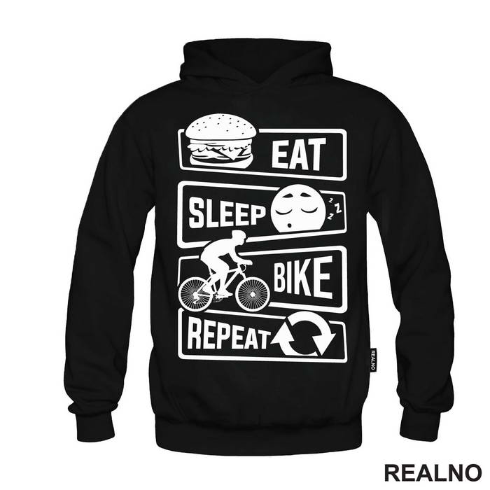 Eat, Sleep, Repeat - Simple - Bickilovi - Bike - Majica