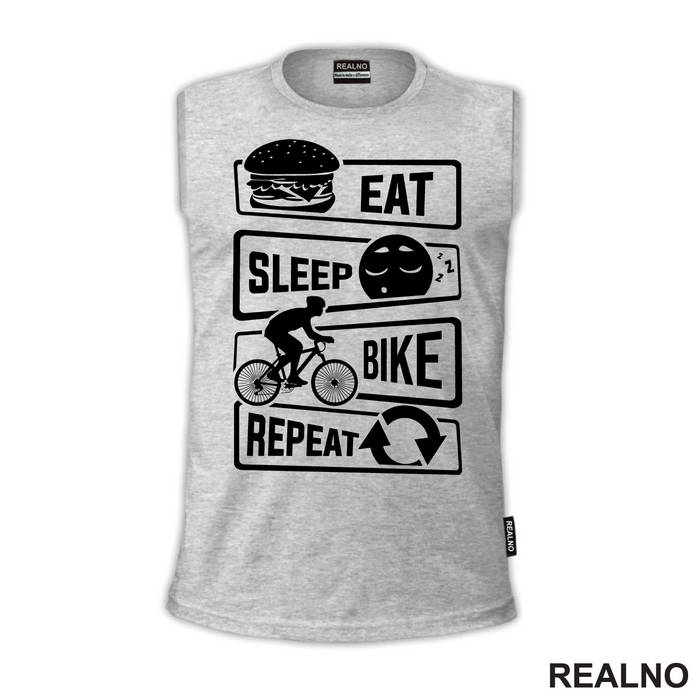 Eat, Sleep, Repeat - Simple - Bickilovi - Bike - Majica