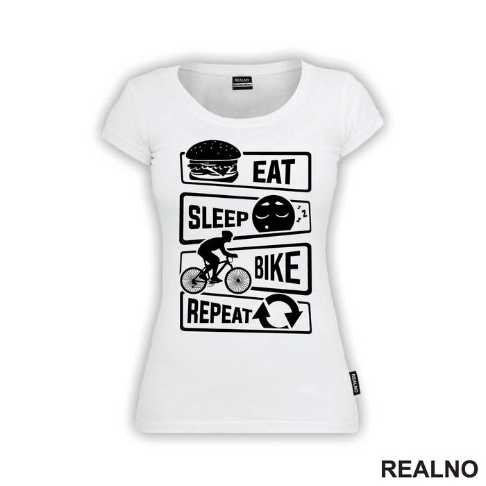 Eat, Sleep, Repeat - Simple - Bickilovi - Bike - Majica