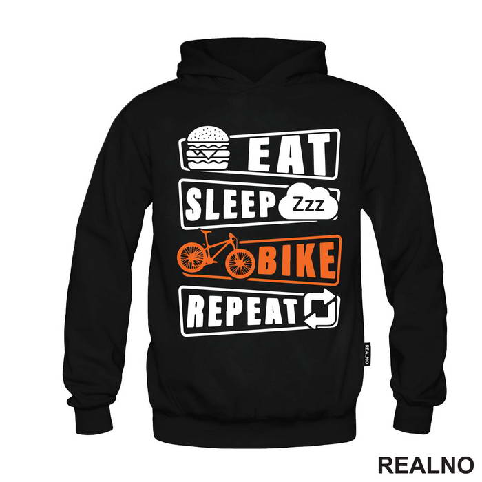 Eat, Sleep, Repeat - Orange - Bickilovi - Bike - Majica