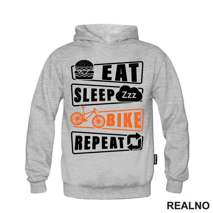 Eat, Sleep, Repeat - Orange - Bickilovi - Bike - Majica