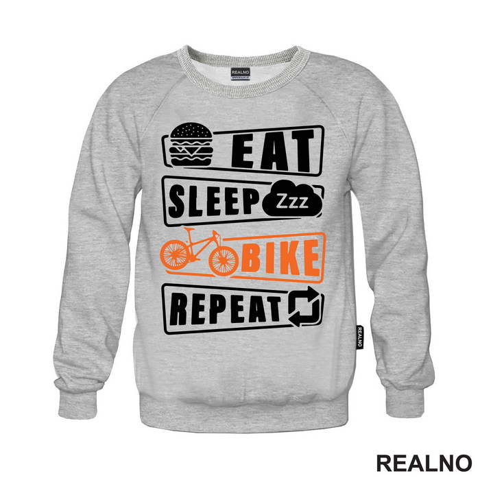 Eat, Sleep, Repeat - Orange - Bickilovi - Bike - Majica