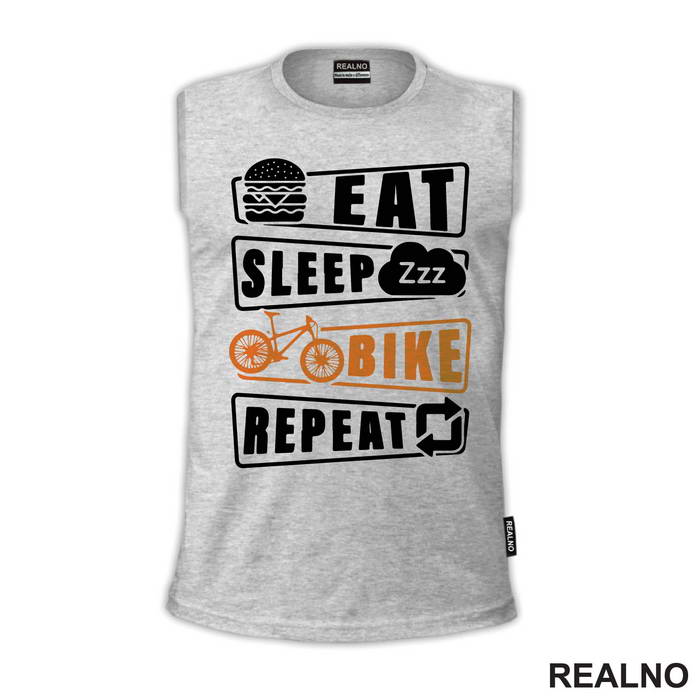 Eat, Sleep, Repeat - Orange - Bickilovi - Bike - Majica